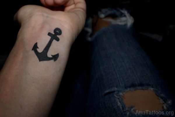 Thick Black Anchor Tattoo 