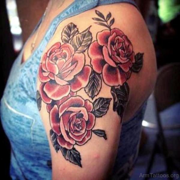 Rose Flower Tattoo On left Arm 