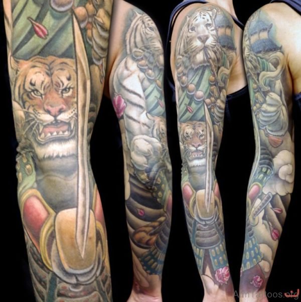 Tiger Full Sleeve Tattoo