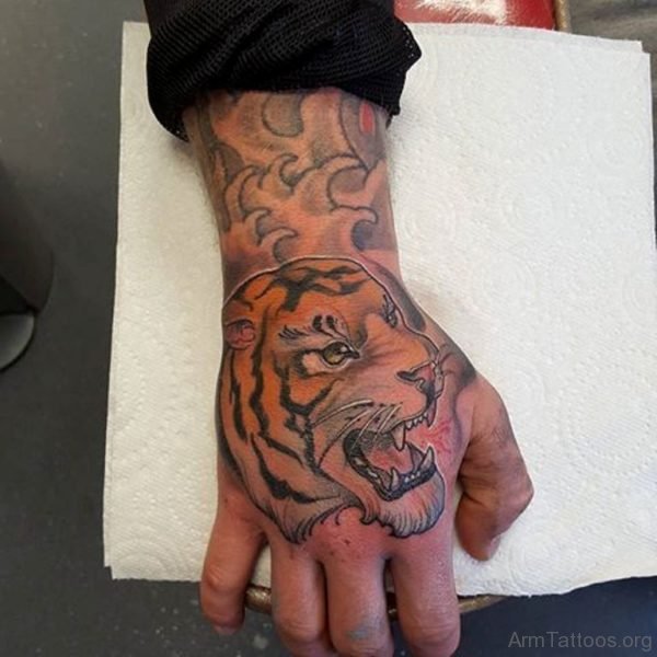 Tiger Tattoo Design On Hand