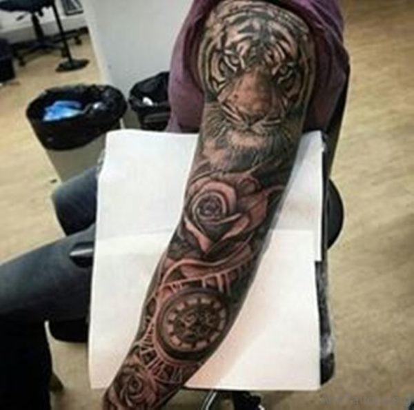 Tiger Tattoo On Full Sleeve