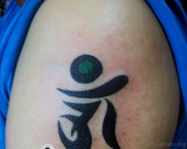 Tiny Om Tattoo On Shoulder