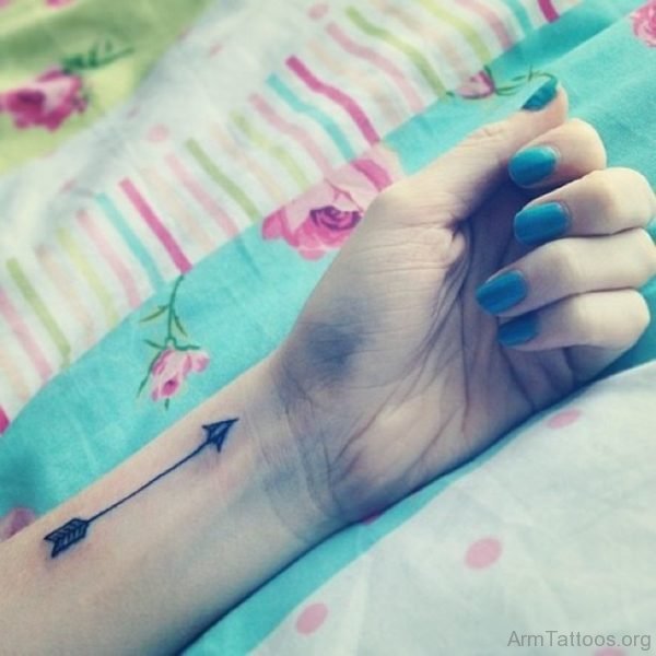 Too Cute Arrow Tattoo On Wrist photo