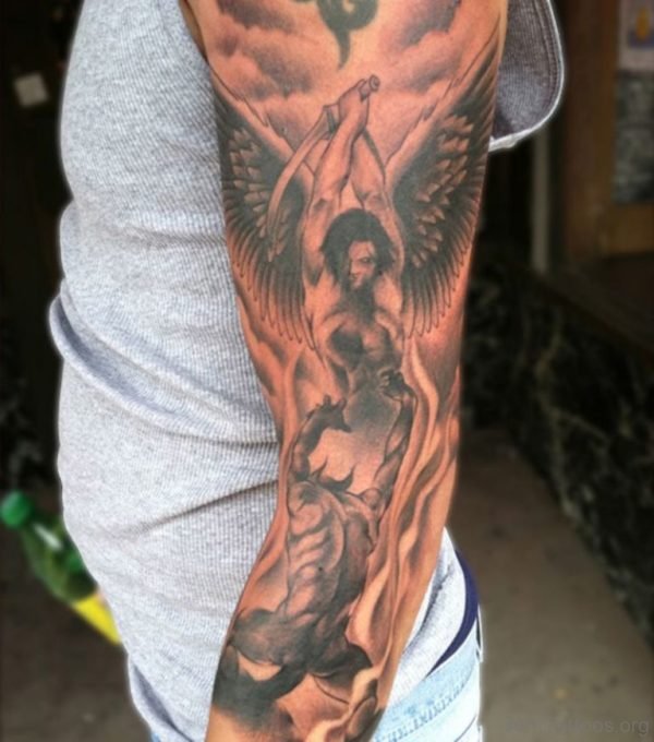 Trendy Angel Tattoo On Arm