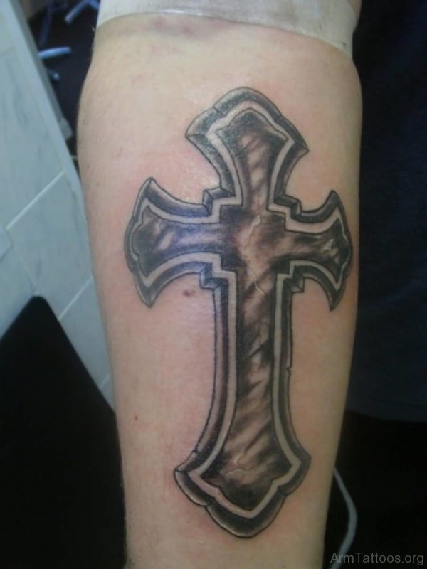 Trendy Cross Tattoo On Arm