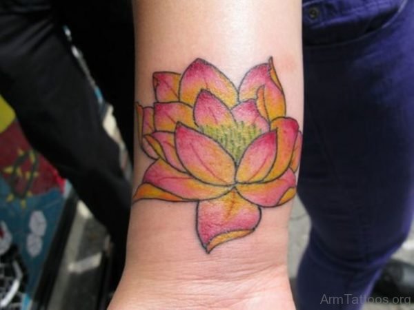 Trendy Lotus Tattoo On Arm 