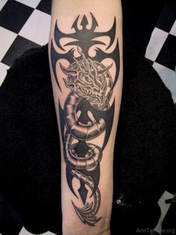 Tribal And Dragon Tattoo