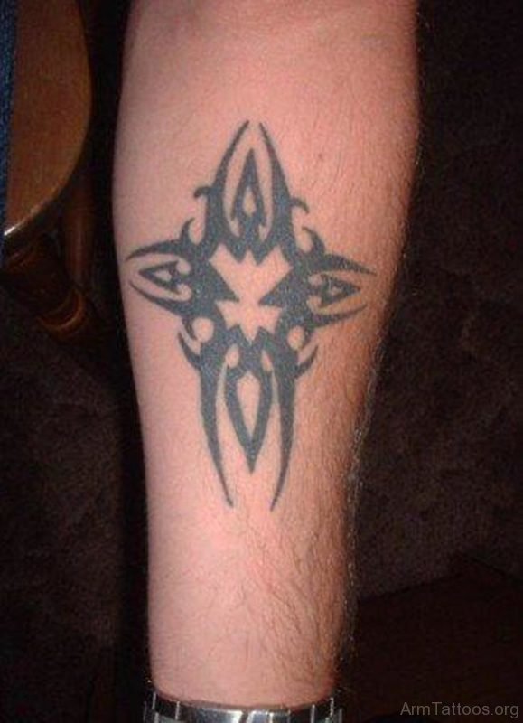 Tribal Cross Tattoo On Arm