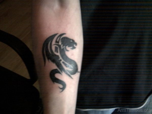 Tribal Dragon Tattoo On Forearm