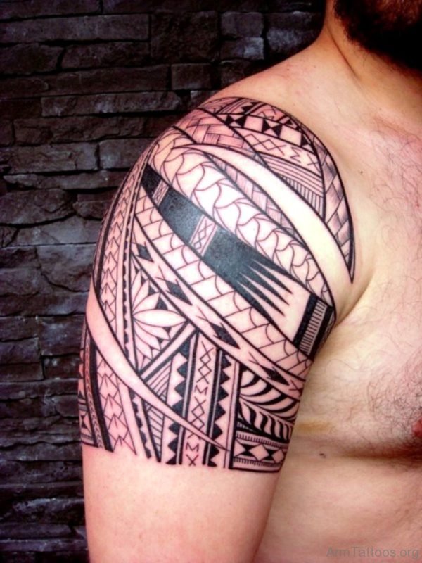 Tribal Maori Tattoo On Right Arm 