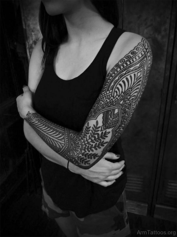 Tribal Tattoo For Girls On Full Sleeve