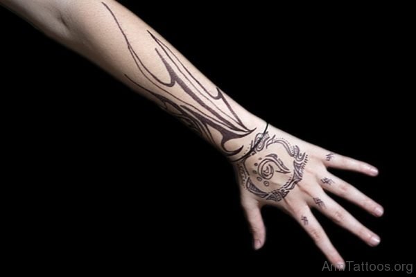 Tribal Tattoo On Left Hand