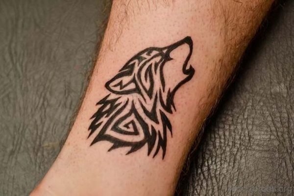 Tribal Wolf Tattoo On Arm