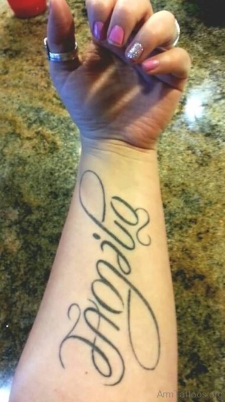 Ultimate Family Ambigram Tattoo For Girl