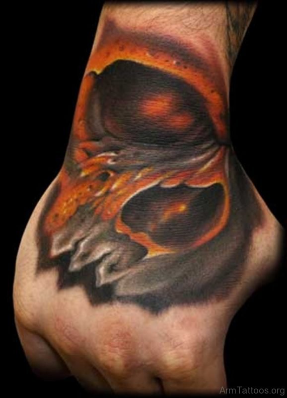 Unique Skull Hand Tattoo