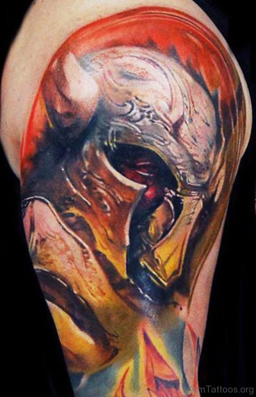 Unique Warrior Head Tattoo