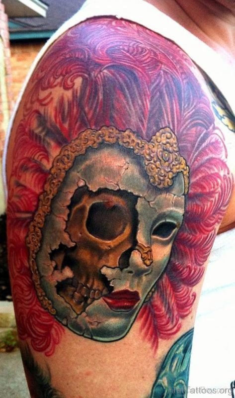 Venetian Mask Tattoo On Arm