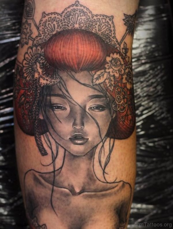 Very Beautiful Geisha Tattoo