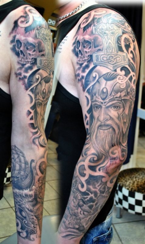 Viking Warrior Full Sleeve Tattoo