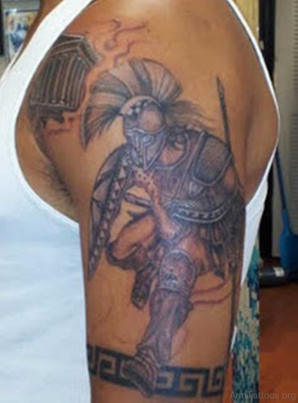 Warrior Tattoo On Left Shoulder