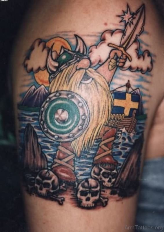 Warrior Viking Tattoo On Shoulder