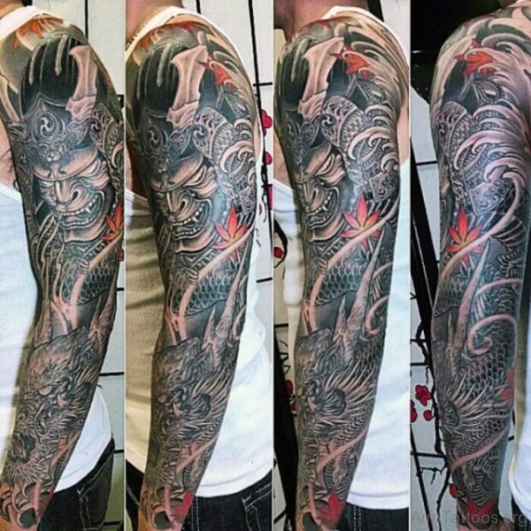 Warrior and Dragon Tattoo Design On Arm