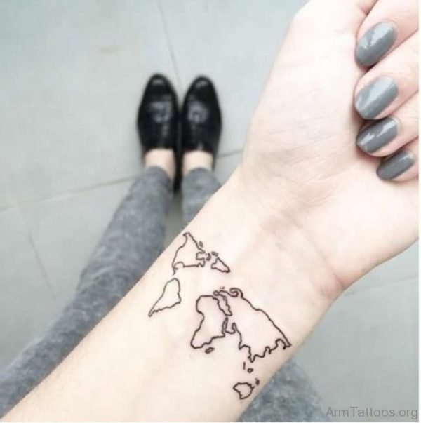 Watercolor World Map Tattoo