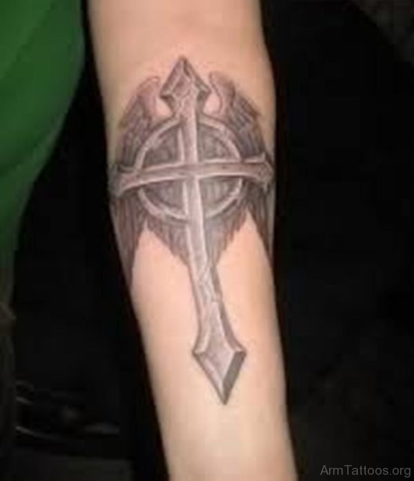Wings And Cross Tattoo