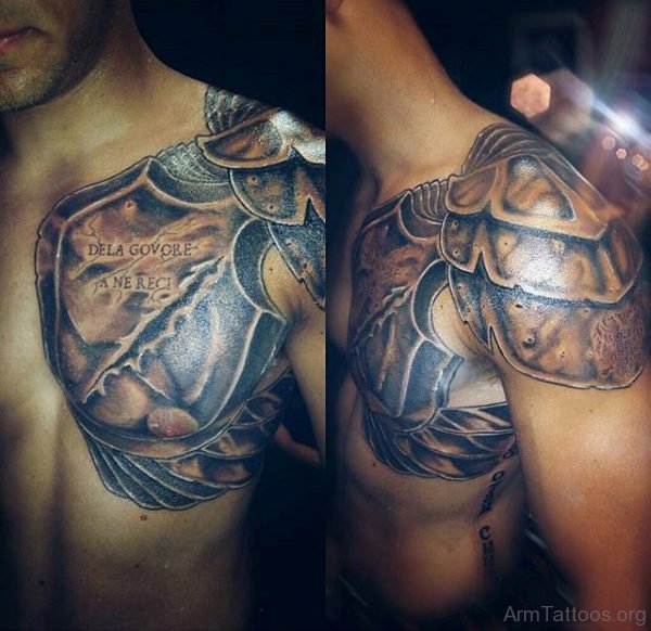 Wonderful Armour Tattoo On Left Arm 