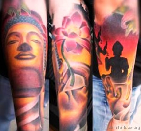 Wonderful Buddha Tattoo On Arm 