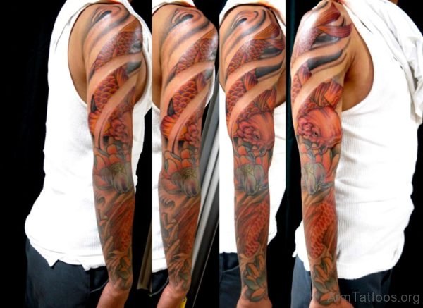 Wonderful Fish Tattoo On Full Sleeve