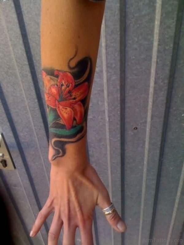 Wonderful Flower And Snake Tattoo 