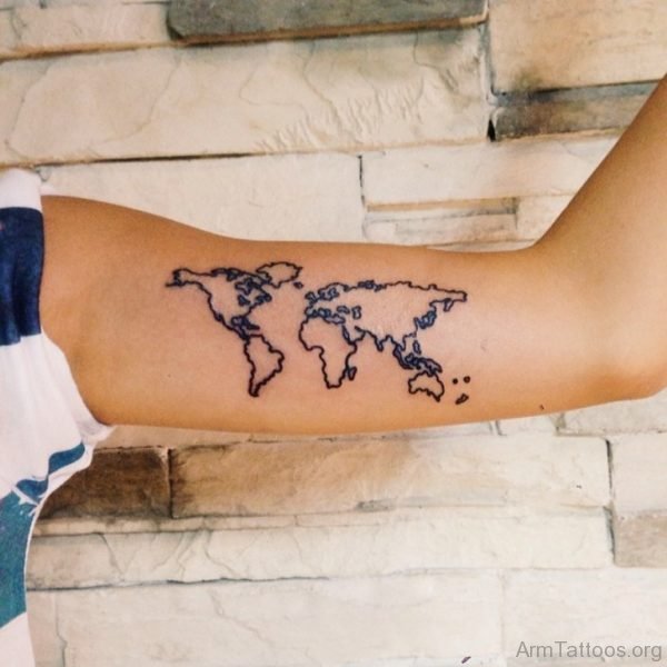 Wonderful Map Tattooo On Bicep