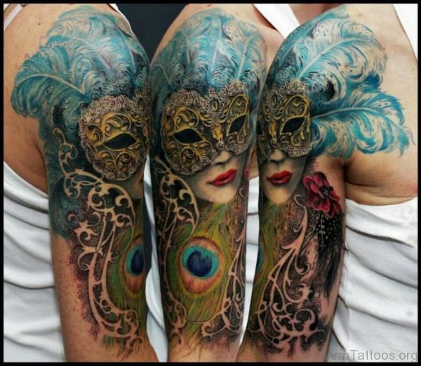 Wonderful Venetian Mask Tattoo