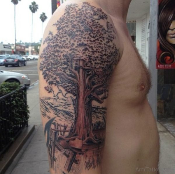 Wonderful Warm Oak Tree Tattoo