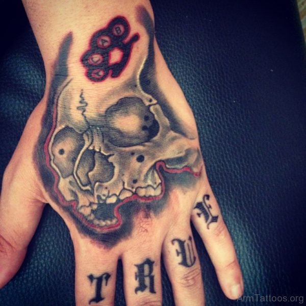 Word And Skull Tattoo