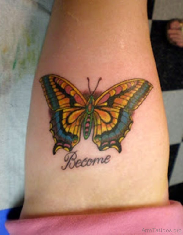 Wording And Butterfly Tattoo