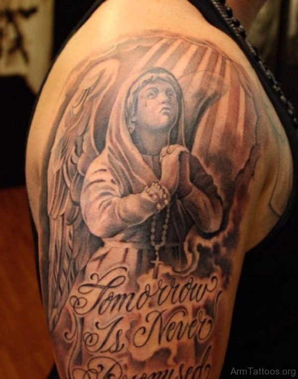 Wording And Guardian Angel Tattoo