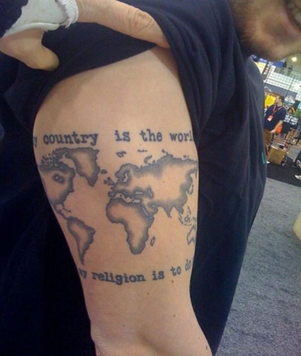 Wording And Map Tattoo