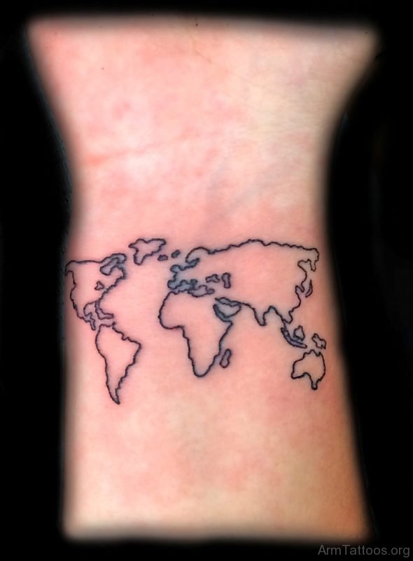 World Map Tattoo On Arm