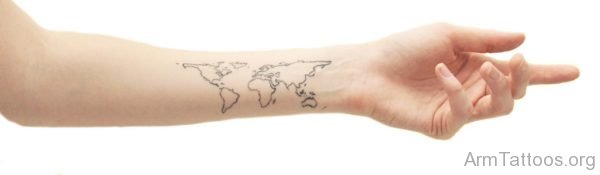 World Map Tattoo On Inner Wrist