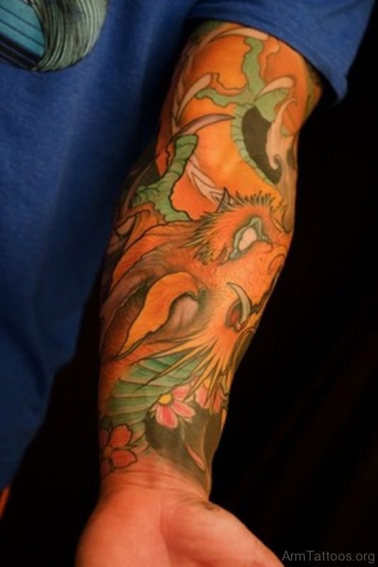 Yellow Dragon Tattoo On Wrist 
