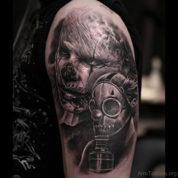 Zombie Apocalypse Mask Tattoo on Arm 