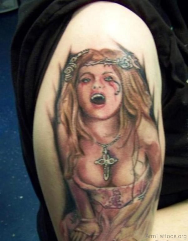 Zombie Girl Tattoo On Shoulder
