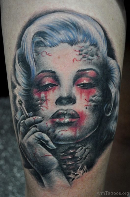 Zombie Girl Tattoo On Arm 