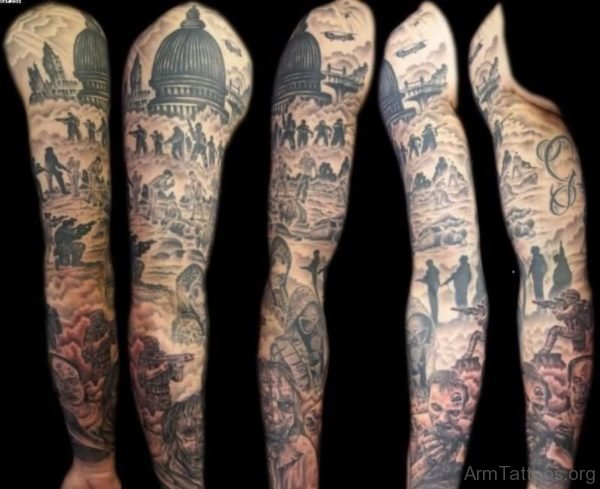 Zombie Tattoo On Full Sleeve