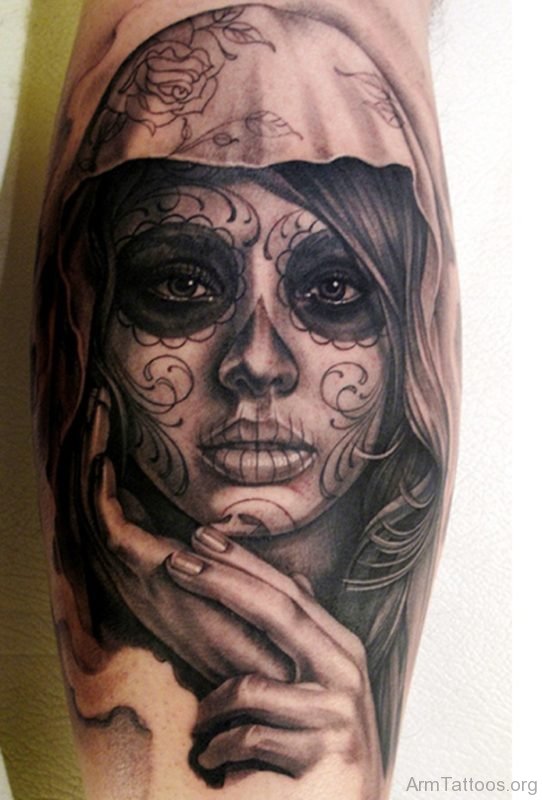 Dia De Los Muertos Girl Portrait Tattoo 
