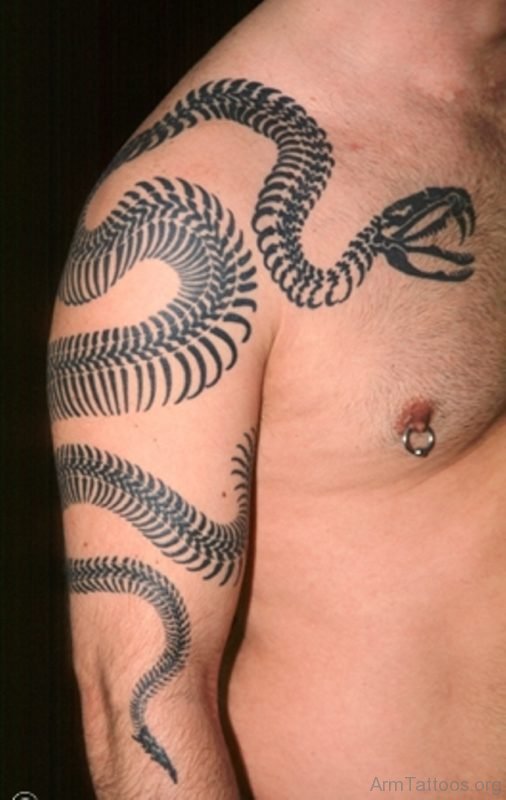 Unique Snake Tattoo On Shoulder