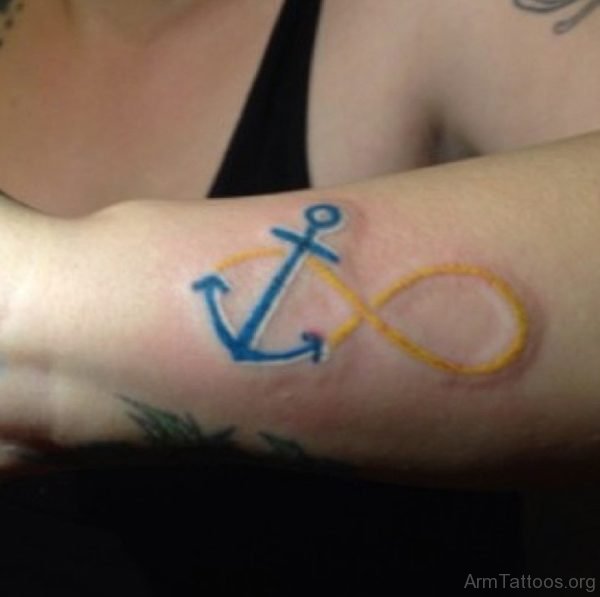 Yellow infinity And Anchor Tattoo 